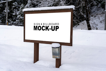 Sign & Billboard Mockup in Snow - Outdoor Advertising Display