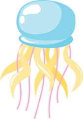 Colorful Underwater World Jellyfish Vector Art Illustration