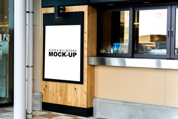 Soft Ice Cream Billboard Mock-Up on Shop Window