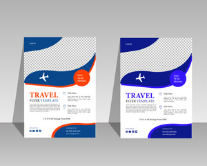 
 Travel Flyer, Modern Travel Flyer Template Design bundle Modern poster. Editable tour poster template with brush stroke set.
tour flyer, tourism color a4 print ready flyer. 2 colorful Travel flyer t