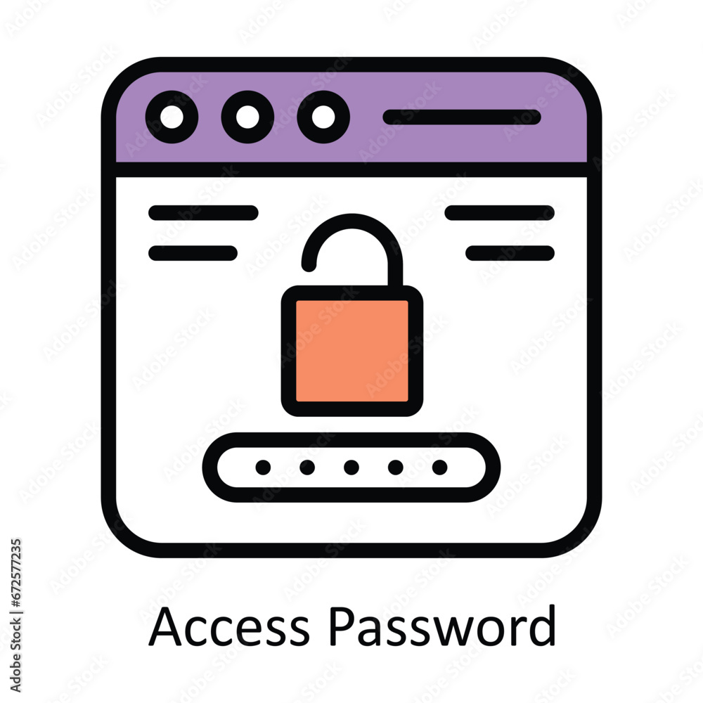 Aufkleber access password vector filled outline design illustration. symbol on white background eps 10 file