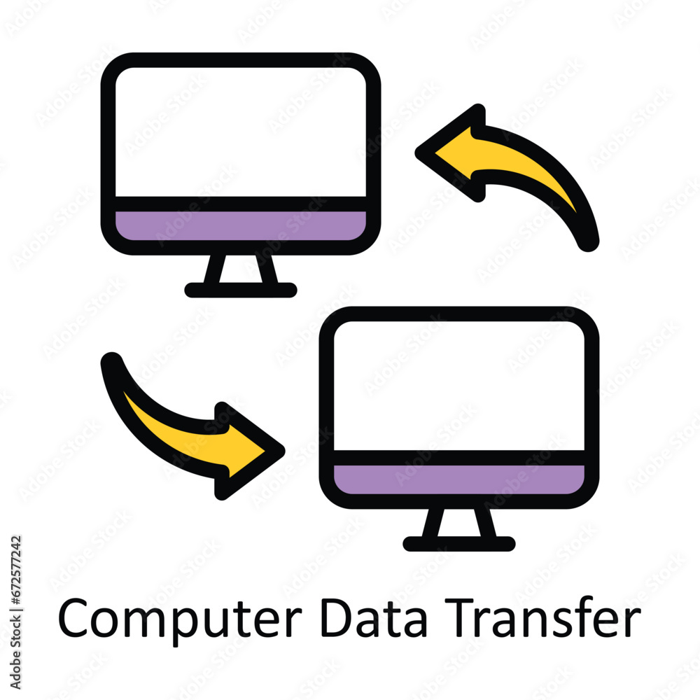 Aufkleber computer data transfer vector filled outline design illustration. symbol on white background eps 10 