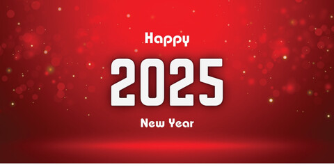 Happy new year 2025 red hearts background. New year 2025.  Premium vector design for banners, posters, newsletters and other purposes