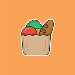 Unique cute groceries flat icon design