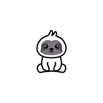 cute cartoon sloth sitting white background clip art preview