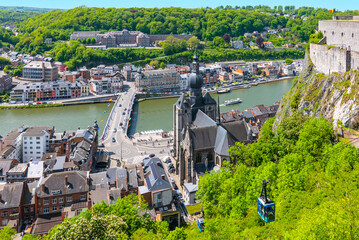 Aerial view of the city of Dinant on a beautiful summer day, Belgium.
