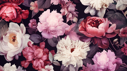 Sophisticated Peonies Watercolor Seamless Pattern, Background Image, Hd