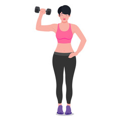 Fototapeta premium set of sports women lifting weights dumbbell