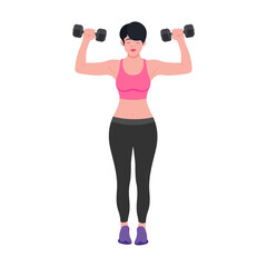 set of sports women lifting weights symbol
