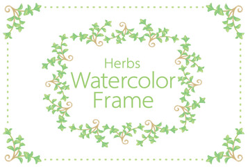 アロマに使われるハーブ・植物のイラスト・フレーム。水彩風ベクター素材