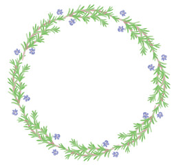 アロマに使われるハーブ・植物のイラスト・フレーム。水彩風ベクター素材