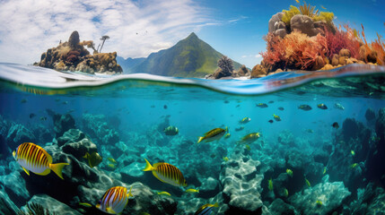 Fototapeta na wymiar The Vibrant Underwater World , Background Image, Hd