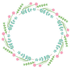 アロマに使われるハーブ・植物のイラスト・フレーム。水彩風ベクター素材