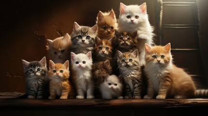 Towering Stacked Wall Of Cute Kittens , Background Image, Hd