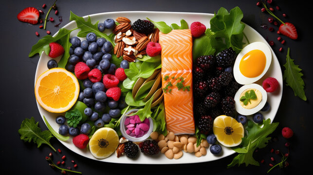 Top-Down View Of A Colorful Plate Filled With Vibrant, Background Image, Hd