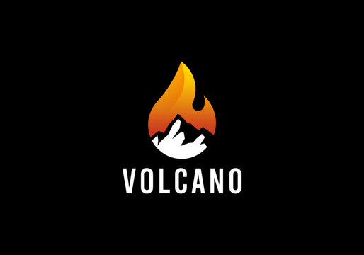 eruption of a volcano, vector logo illustration