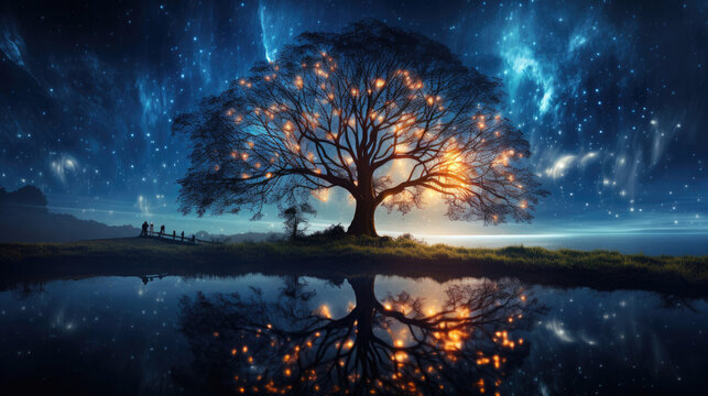 Trees Tickling The Stars With Their Top Branches , Background Image, Hd
