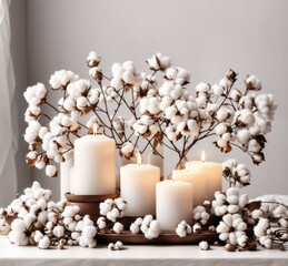 white candles and flowers