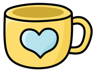 Cute Mug Love, Cute Baby Items and Toy Accessories Vector Illustration, Cute Baby Equipment, Accessories, and Toy Item