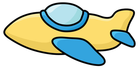 Cute Plane cartoon, Cute Baby Items and Toy Accessories Vector Illustration, Cute Baby Equipment, Accessories, and Toy Item