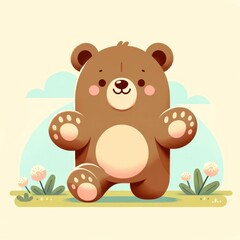 Obraz na płótnie Canvas Adorable Cartoon Bear Illustration - Perfect for Children's Book and Nursery Decor