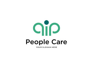 people care with initial PP logo design