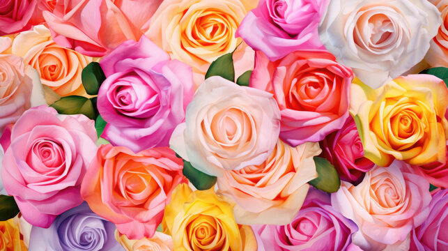 Vibrant Roses Watercolor Seamless Pattern Romantic, Background Image, Hd