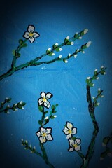 creativity activity   art oil painting  cherry blossom flower 