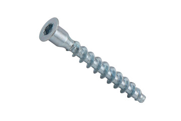 Screw  isolated on white background. Macro shot metal self-tapping screw. Chromed screw bolt isolated. Nuts and bolts. Tools for work. - obrazy, fototapety, plakaty