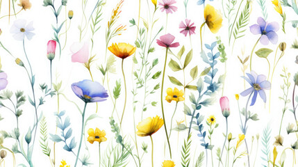 Wildflowers Watercolor Seamless Pattern Natural, Background Image, Hd