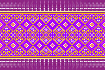 Geometric ethnic pattern traditional Design for background, carpet, wallpaper, clothing, wrapping, Batik, fabric, Vector illustration embroidery style.