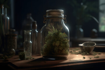A jar of medical marijuana.  - obrazy, fototapety, plakaty