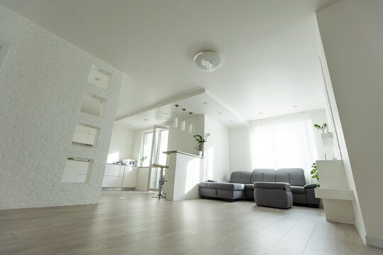 View on a modern living room. Free space for a text