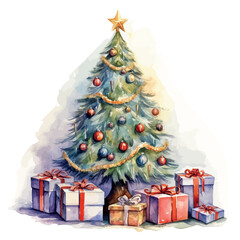 Vector christmas tree with gifts
