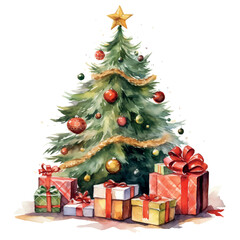 Fototapeta na wymiar Vector christmas tree with gifts 
