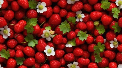 Wild strawberries seamless pattern. Berries background.