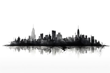 Obraz premium silhouette of a city on white background