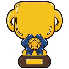 A blue ribbon trophy with outline