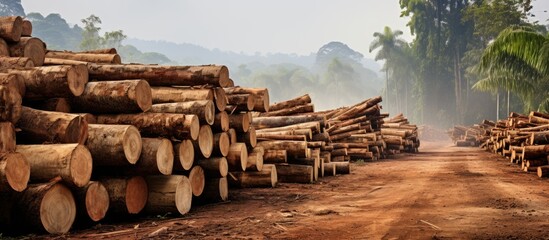 Tropical trees prepared for the lumberyard
