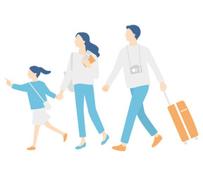 旅行に出かける家族