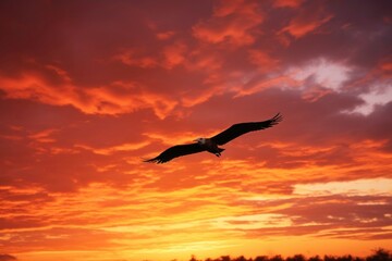 Fototapeta na wymiar Eagle flying on the sunset time. 
