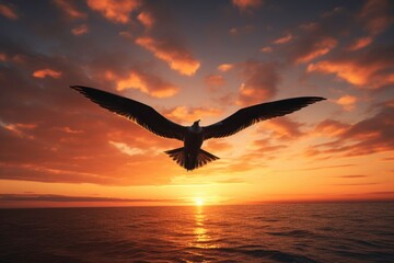 Fototapeta premium Eagle flying on the sunset time. 