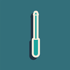 Green Knife sharpener icon isolated on green background. Long shadow style. Vector Illustration