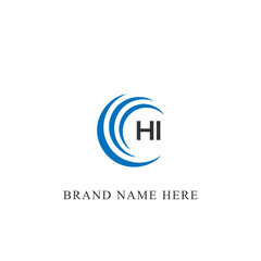 HI H I letter logo design. Initial letter HI linked circle uppercase monogram logo blue  and white. HI logo, H I design. HI, H I