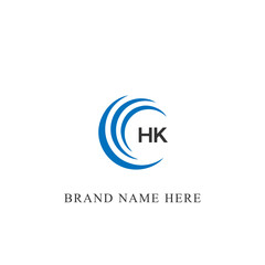 HK H K letter logo design. Initial letter HK linked circle uppercase monogram logo blue  and white. HK logo, H K design. HK, H K