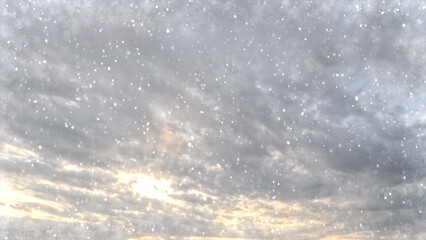 nice fall of snow on clouds on sky backdrop - photo of nature