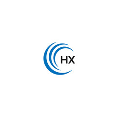 HX H X letter logo design. Initial letter HX linked circle uppercase monogram logo blue  and white. HX logo, H X design. HX, H X