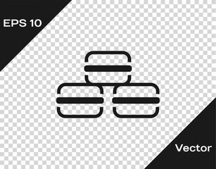Black Macaron cookie icon isolated on transparent background. Macaroon sweet bakery. Vector