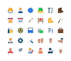Labor icon set. Flat style icons