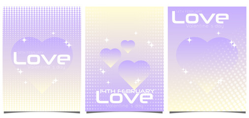 Happy Valentine's Day, decorate with trendy gradient heart, vibrant y2k colourful background. set for design for greeting card, fashion, commercial, set banner